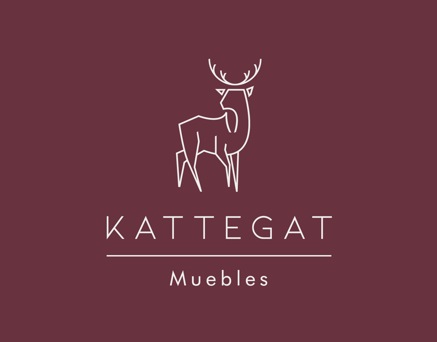 Logo de marca Kattegat Muebles. El logo tiene un siervo color blanco con fondo color vino.